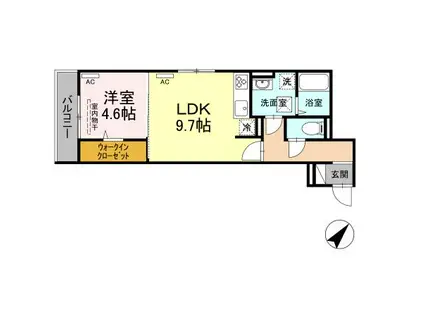 D-RESIDENCE多治米S(1LDK/1階)の間取り写真