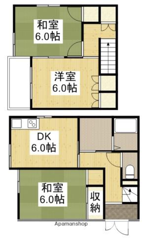 福塩線 備後本庄駅 徒歩25分 2階建 築26年(3SDK)の間取り写真