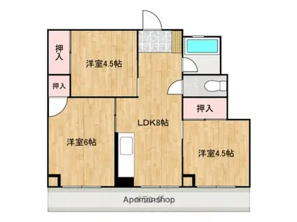 ハイツ蔵王2(3DK/2階)の間取り写真