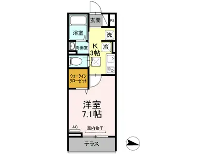 メゾン・ド・キャトルⅦ(1K/1階)の間取り写真