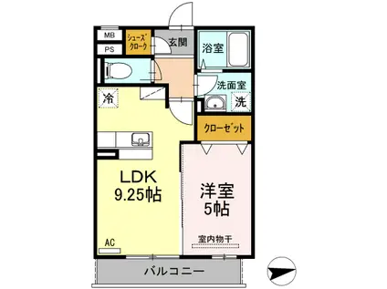 ハピネス2(1LDK/3階)の間取り写真