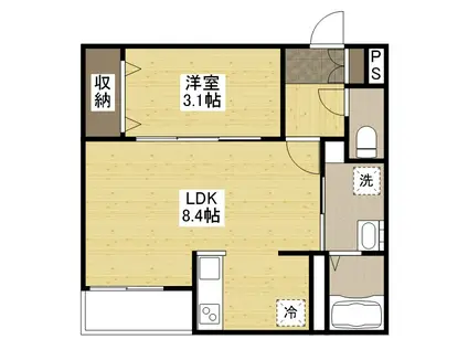 月光福山東壱番館(1LDK/3階)の間取り写真