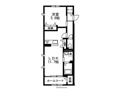 メゾン・ヴォワル(1LDK/1階)の間取り写真