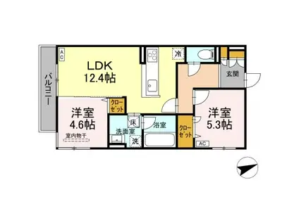 D-RESIDENCE東手城(2LDK/1階)の間取り写真
