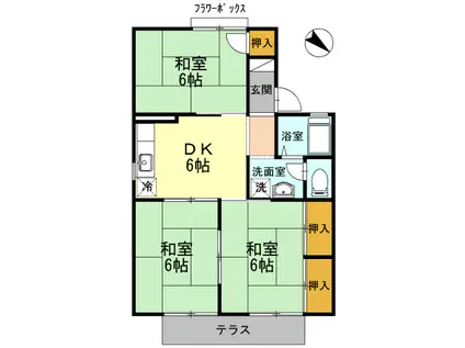 ガーデンハウス A棟(3DK/1階)の間取り写真