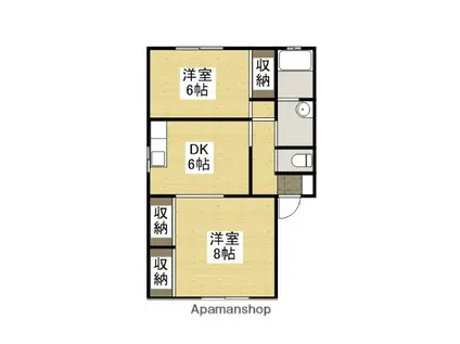 グレースコートみなくち(2DK/2階)の間取り写真