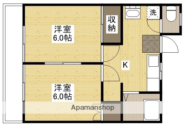 ラピタ道上(2K/1階)の間取り写真