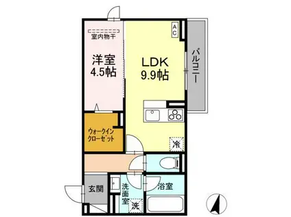 DーROOMCIX(1LDK/2階)の間取り写真