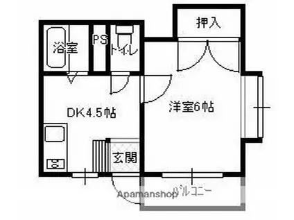 駒金屋11マンション(1DK/2階)の間取り写真