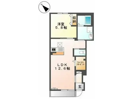 サンコートKⅡ(1LDK/1階)の間取り写真