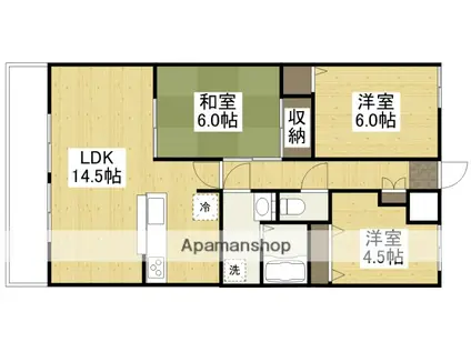 グランドール沖野上(3LDK/8階)の間取り写真