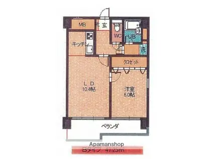 プレセランス・オリビエ(1LDK/4階)の間取り写真