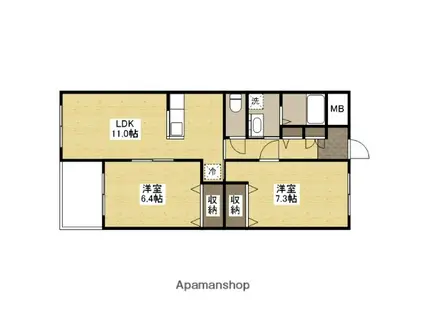 エスメラルダⅡ(2LDK/4階)の間取り写真