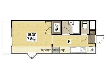 レインボウ(ワンルーム/2階)の間取り写真