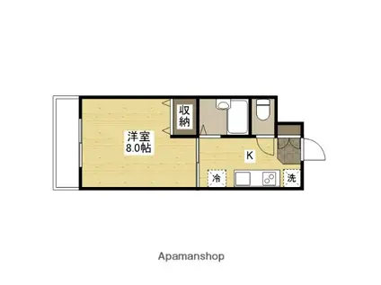 パークサイド皆実(1K/3階)の間取り写真