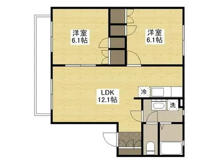 ベル放夢 2番館Ⅰ(2LDK/1階)の間取り写真