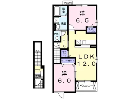 ラフィネA(2LDK/2階)の間取り写真