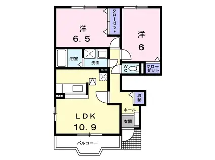 シューペルヴ・ロジュマン(2LDK/1階)の間取り写真