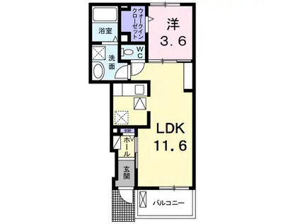 ロベルタⅡ(1LDK/1階)の間取り写真