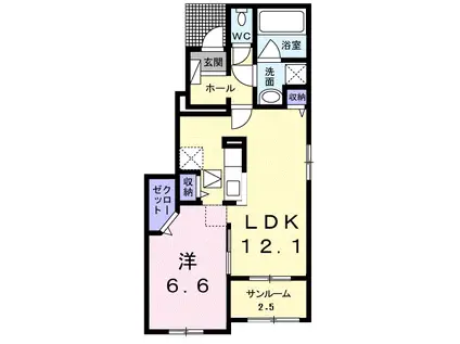 ルミナスⅡ(1LDK/1階)の間取り写真