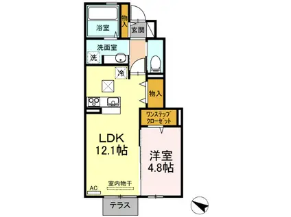 みつばちⅣ(1LDK/1階)の間取り写真