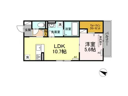 ルミエール クリハラG(1LDK/3階)の間取り写真