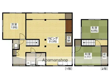 広島県三原市 2階建 築52年(3LDK)の間取り写真