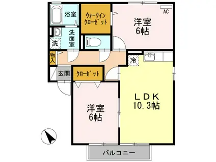 セジュールナカヤマ(2LDK/1階)の間取り写真