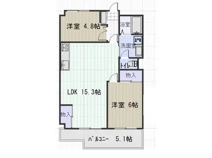 サンオーレ川口(2LDK/3階)の間取り写真