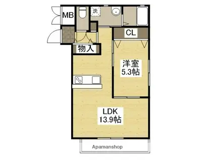 レジデンス東福山(1LDK/1階)の間取り写真