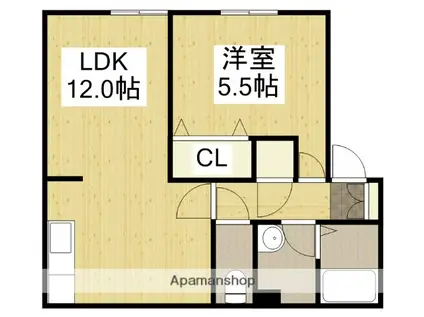 グランディール(1LDK/1階)の間取り写真