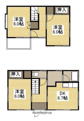 山陽本線 東福山駅 徒歩59分 2階建 築31年(3DK)の間取り写真