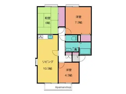 サンビレッジ城東A棟(3LDK/2階)の間取り写真