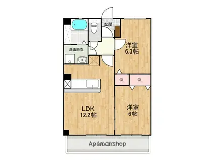 メゾンラピス(2LDK/3階)の間取り写真