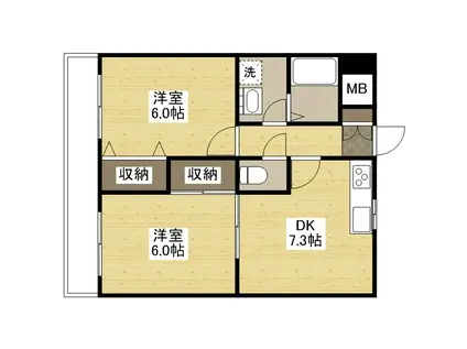 グランダーム新市(2DK/1階)の間取り写真