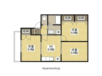 メンバーズタウン草戸1(3DK/1階)の間取り写真