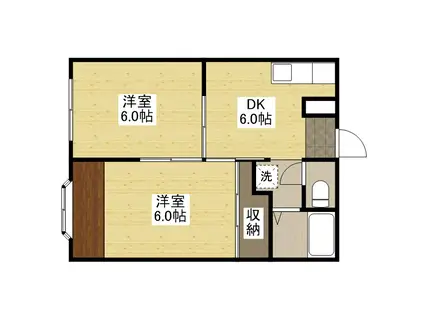 メゾンエスポアB棟(2DK/2階)の間取り写真