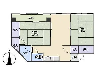 福山不動産ビル(2DK/4階)の間取り写真