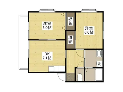ヴィレッジ21 A棟(2DK/2階)の間取り写真