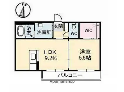 グランラシュレC棟(1LDK/2階)の間取り写真