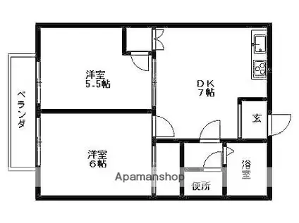 メゾンサンフラワーS(2DK/1階)の間取り写真