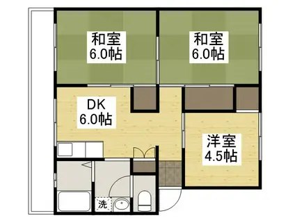 岡マンションA(3DK/2階)の間取り写真