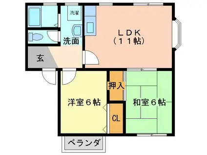 エターナルミムラ(2LDK/2階)の間取り写真