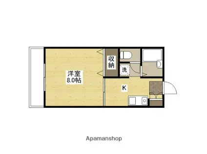 ハイツ南蔵王(1K/2階)の間取り写真