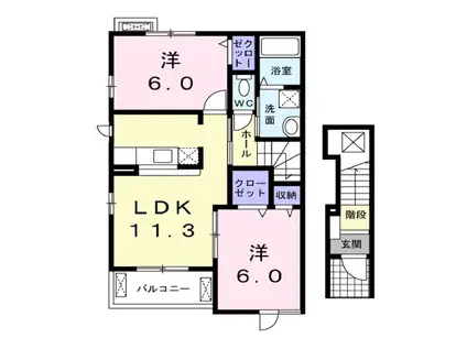 プラシード・ユダ(2LDK/2階)の間取り写真