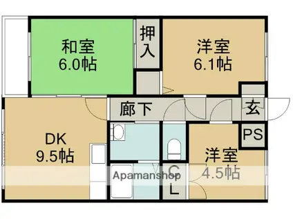 モアクレストふじい(3DK/2階)の間取り写真
