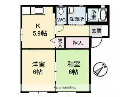 レジデンス新涯 E棟(2K/1階)の間取り写真