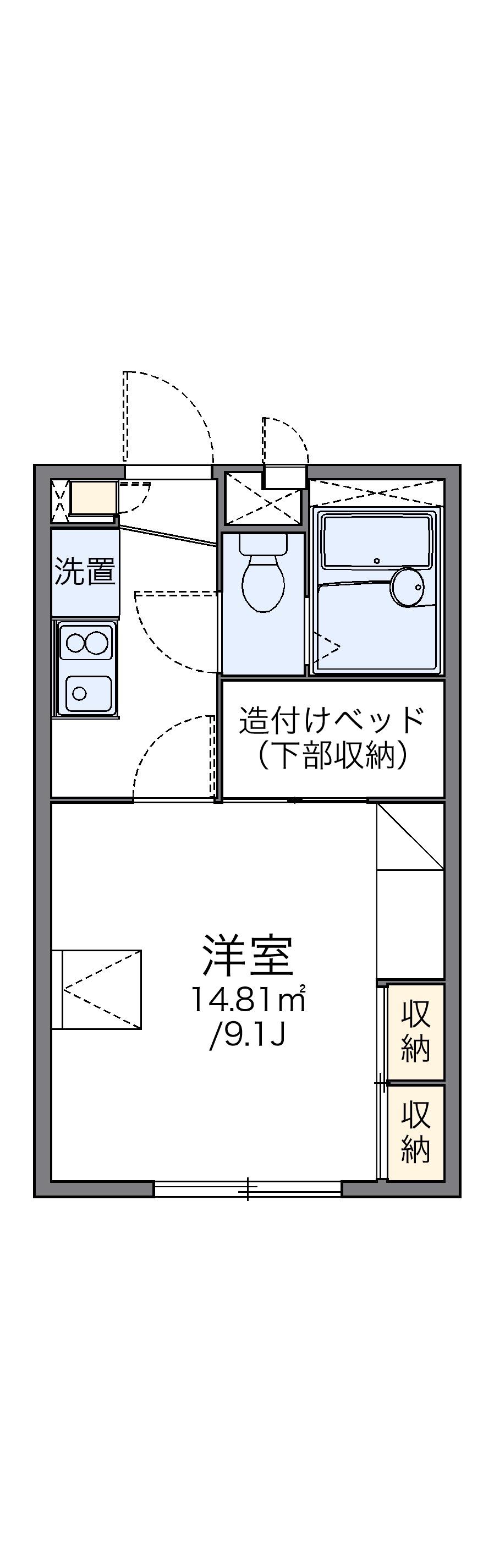 レオパレスハピネス(1K/1階)の間取り写真