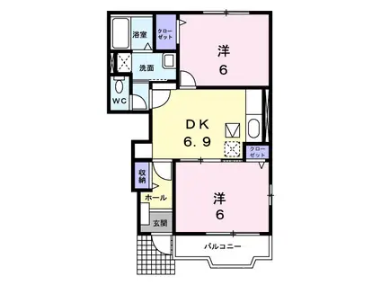 シャンフレーズ(2DK/1階)の間取り写真