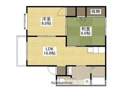 メルシー蔵王B(2LDK/2階)の間取り写真
